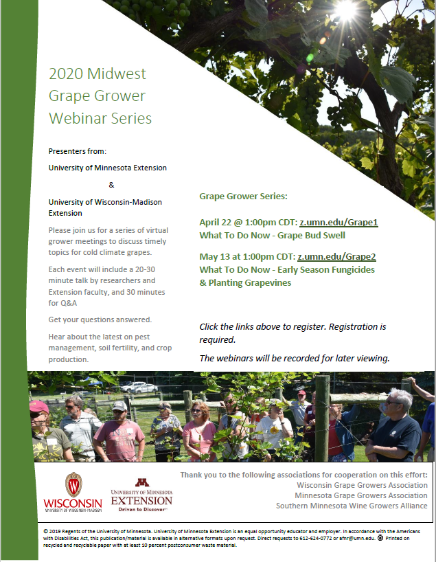 flyer for grape grower workshops Spring 2020